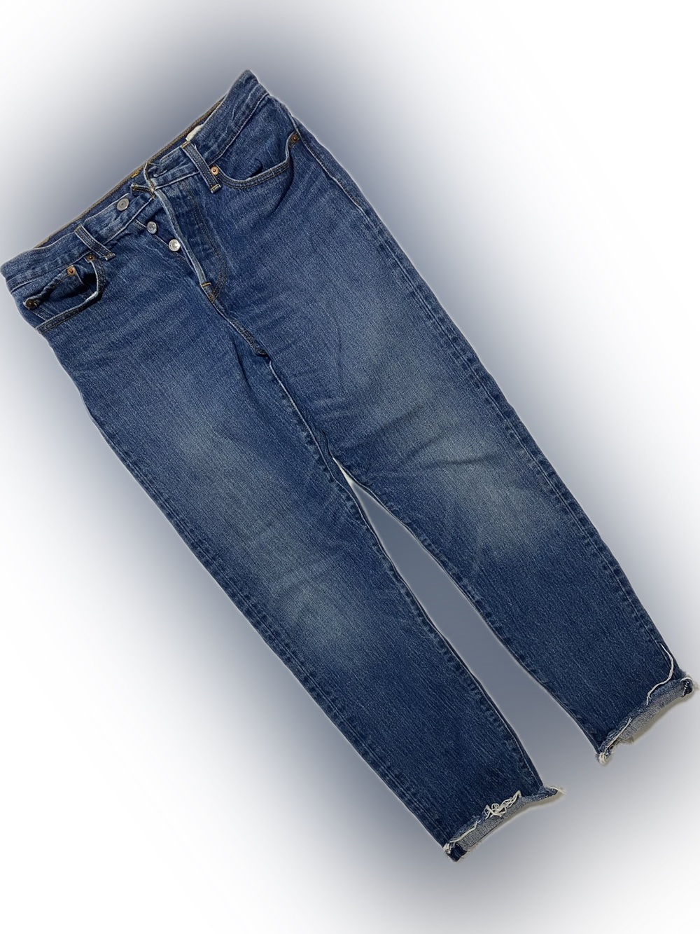Levi's Mid Blue Boyfriend Jeans with Raw Hem